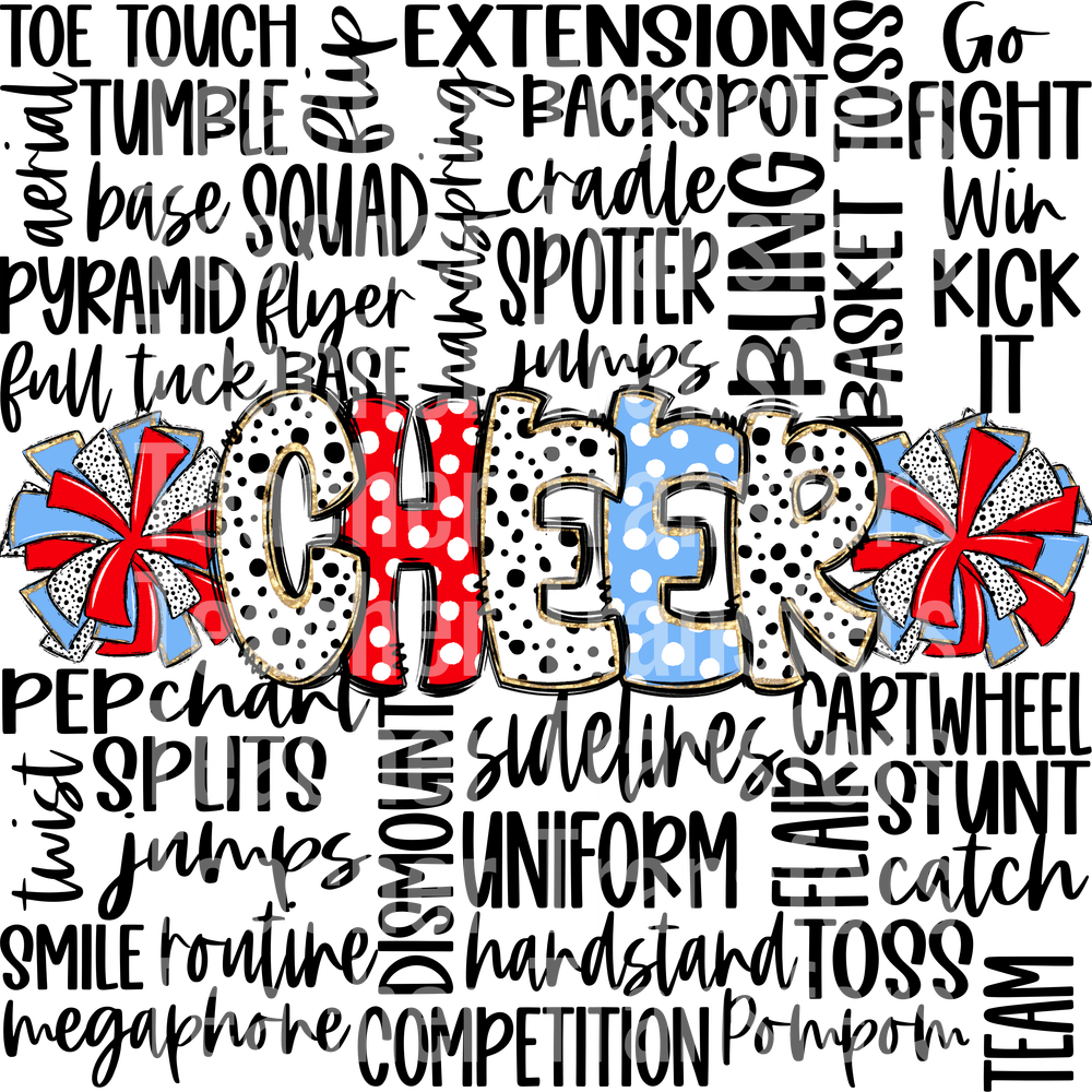 CheerDoodleWordArtColumbiaBlueRed