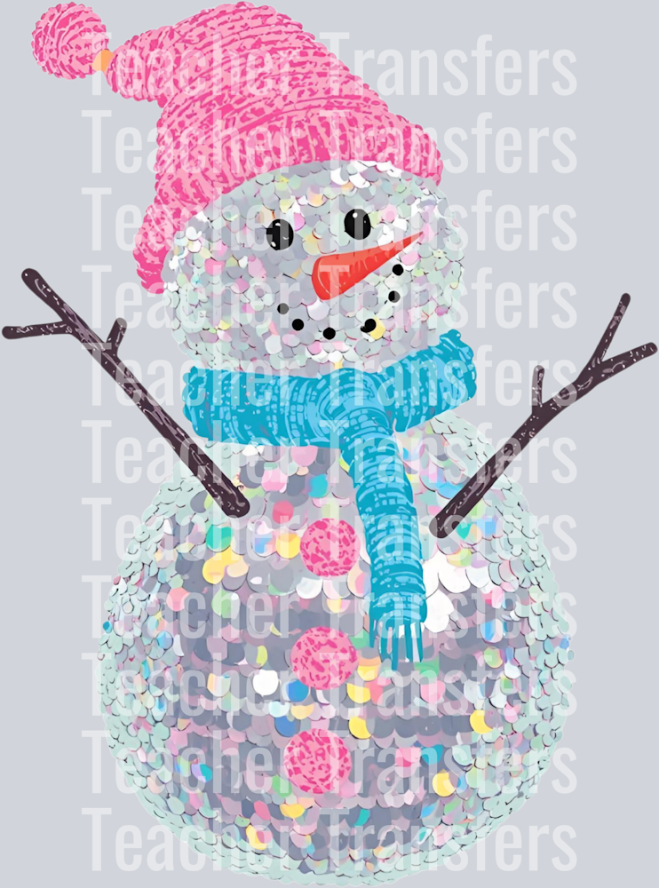 SNOWMAN SEQUIN PINK HAT