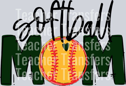 Softball Mom Dark Green No Flowers
