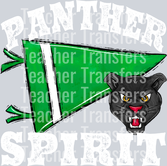 Pennant Mascots PANTHER Spirit Green WHITE PRINT