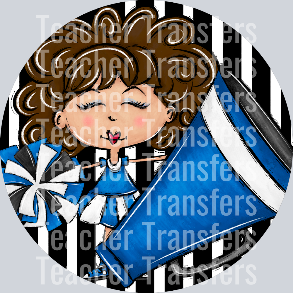 Cheer Bag Tags Blue Cheer Brown Hair Light Skin