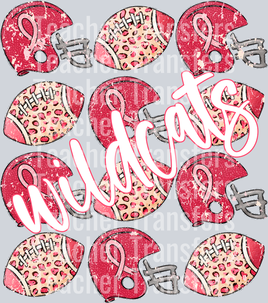Pink Out Footballs and Helmets WILDCATS