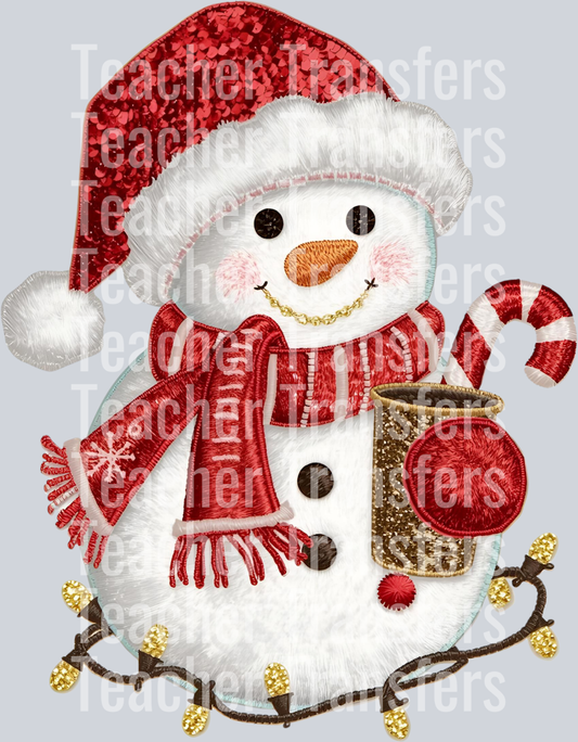 FAUX EMBROIDERY SNOWMAN SEQUIN