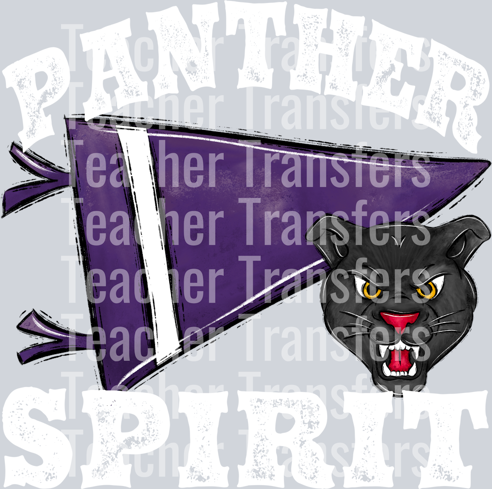 Pennant Mascots PANTHER Spirit Purple WHITE PRINT