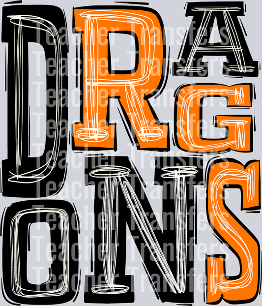 Dragons Black and Orange