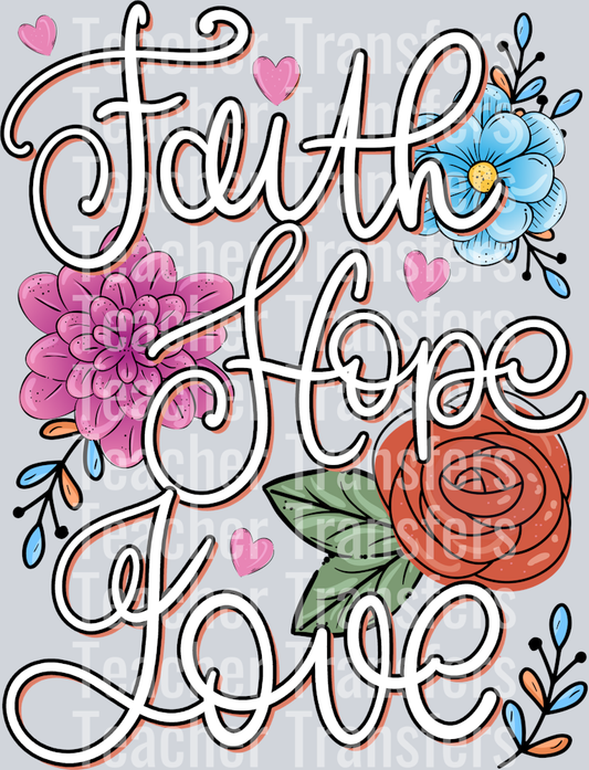 Faith Hope Love Hand Lettered