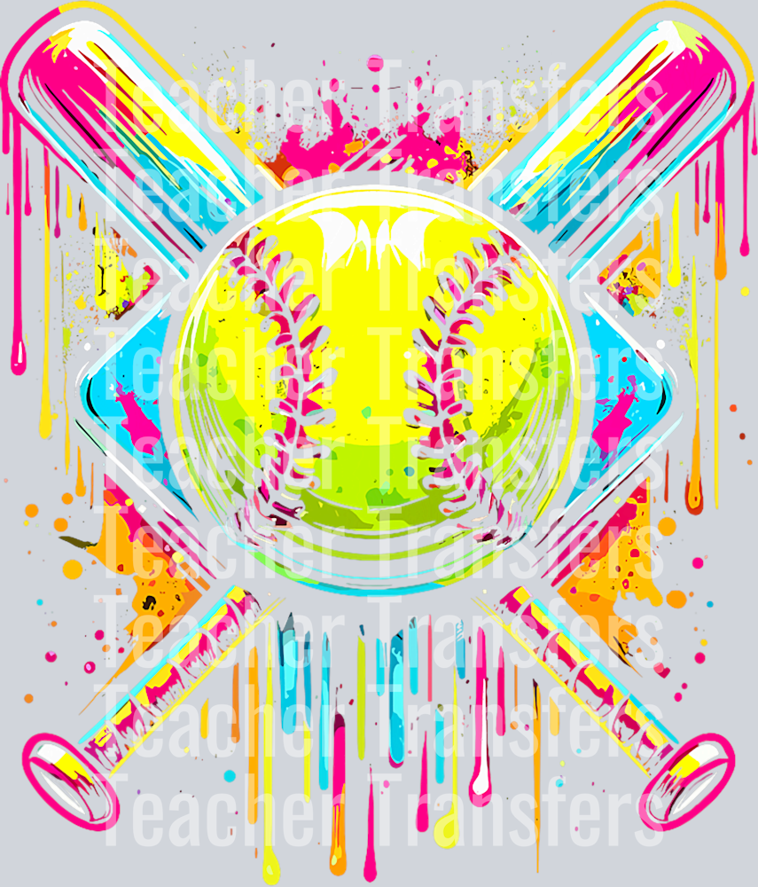 Softball Girl Ice Cream Softball Drip T-Shirt