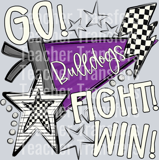 GO FIGHT WIN PENNANTS BULLDOGS PURPLE