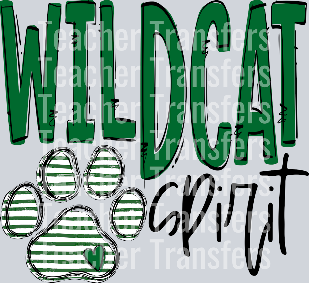 Team Go Spirit Wildcat Green Paw print Green stripe