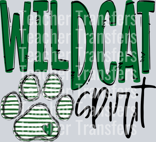 Team Go Spirit Wildcat Green Paw print Green stripe