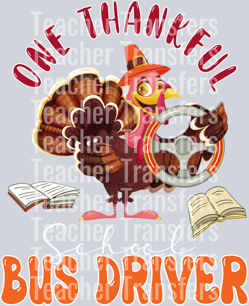 One Thankful School Bus Driver Thanksgiving Turkey Driver Long Sleeve T-Shirt