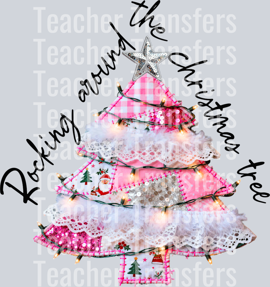 rocking around the christmas tree faux applique HWDS