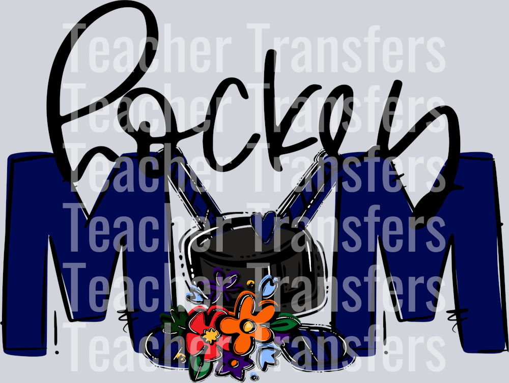 Hockey Mom Navy blue Flower