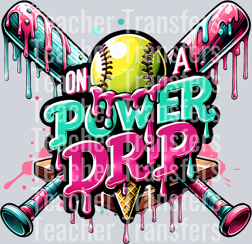 On A Power Drip Softball Ice Cream Dripping With Sprinkles T-Shirt