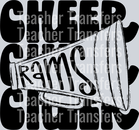 Stacked Mascots CHEER MEGAPHONE Rams