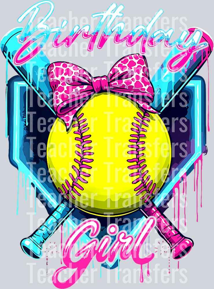 Funny Ice Cream Softball Drip Birthday Girl Softball Player T-Shirt