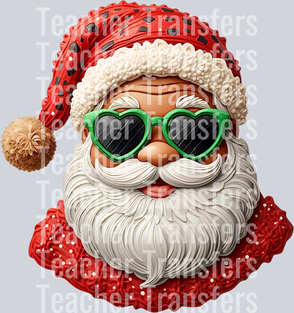 SANTA GREEN HEART GLASSES FAUX DETAILED