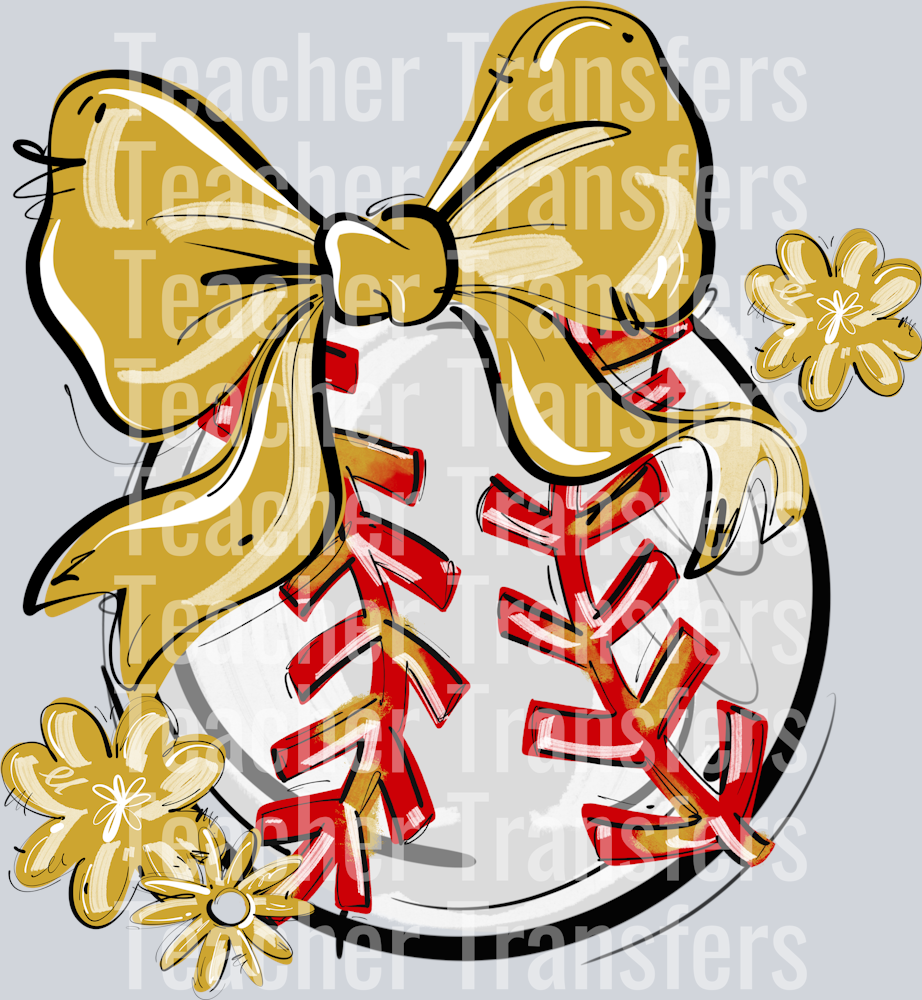 VEGAS PLAY BALL BOW WITH FLOWERS BASEBALL