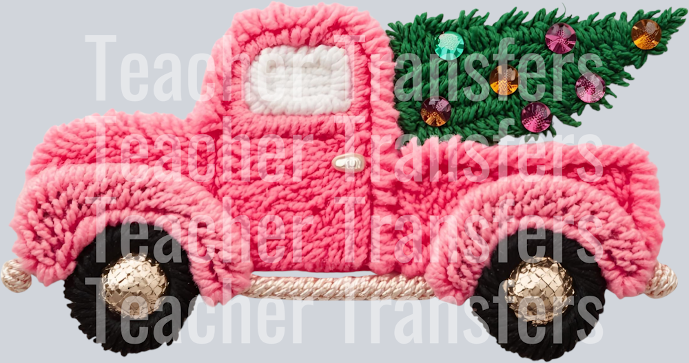 PINK CHRISTMAS TRUCK FAUX YARN