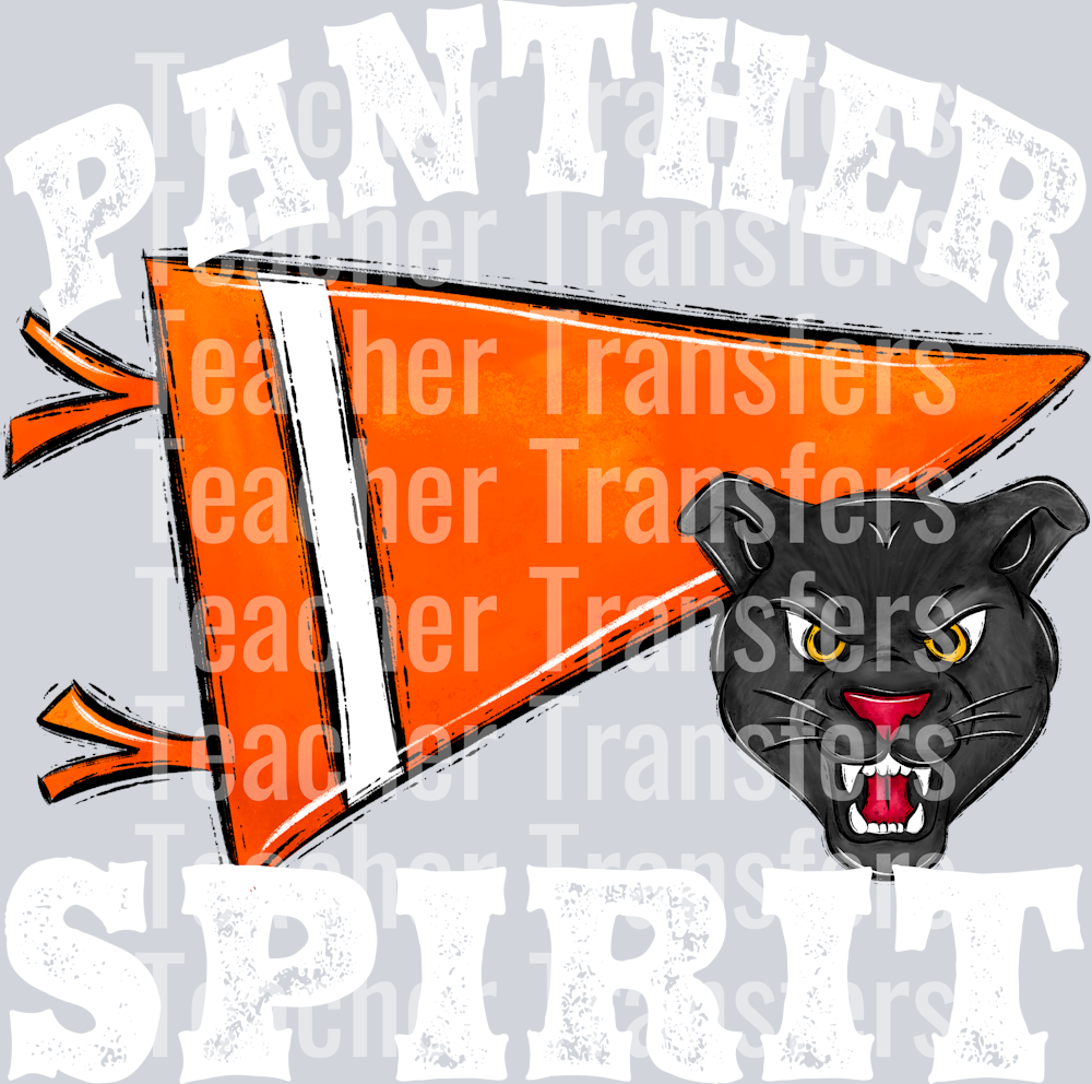 Pennant Mascots PANTHER Spirit Orange WHITE PRINT