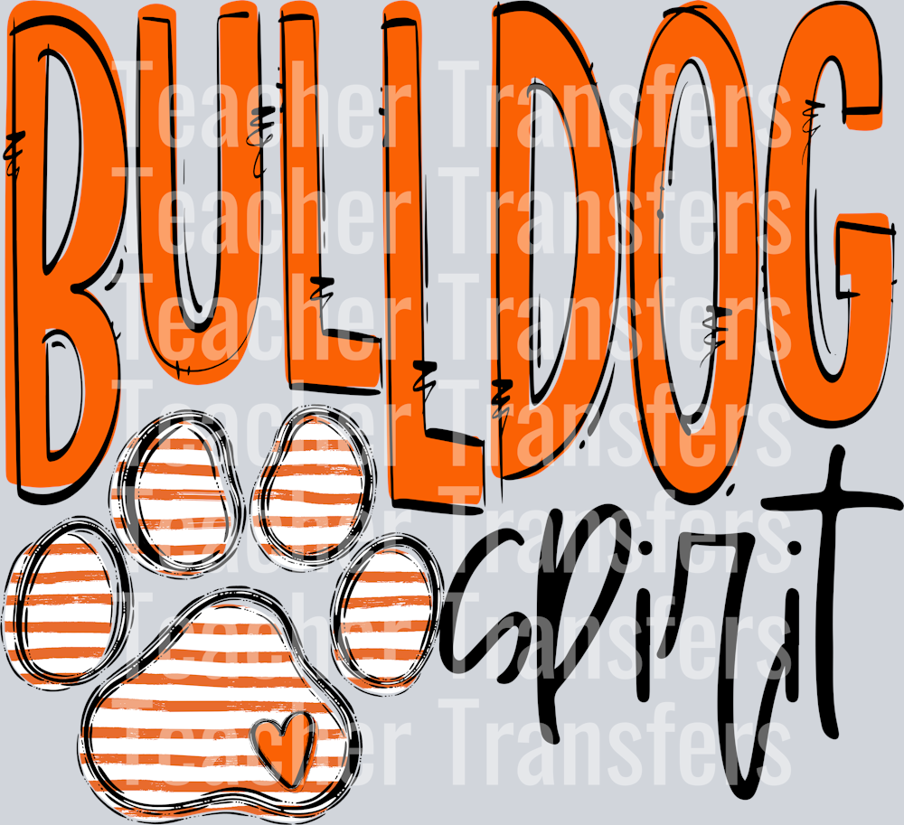 Team Go Spirit Bulldog Paw Print Orange Stripe Orange