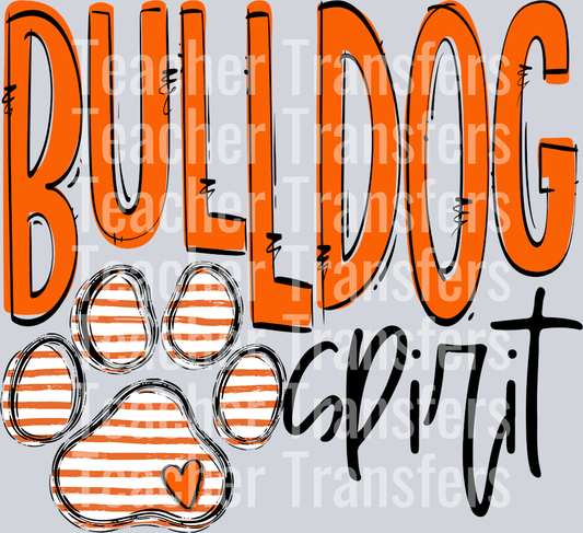 Team Go Spirit Bulldog Paw Print Orange Stripe Orange