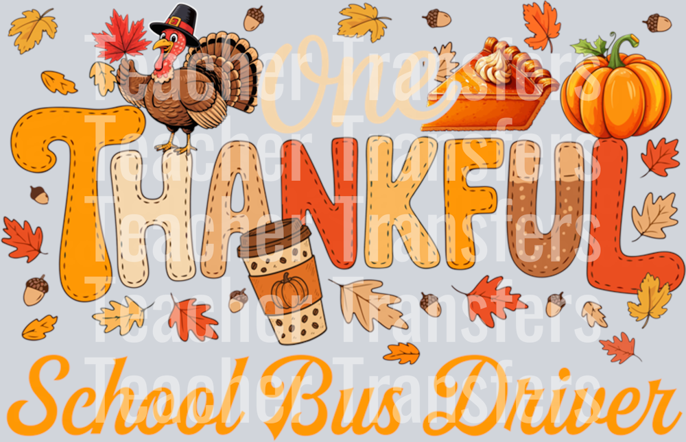 One Thankful School Bus Driver Thanksgiving Turkey Proud Job Long Sleeve T-Shirt