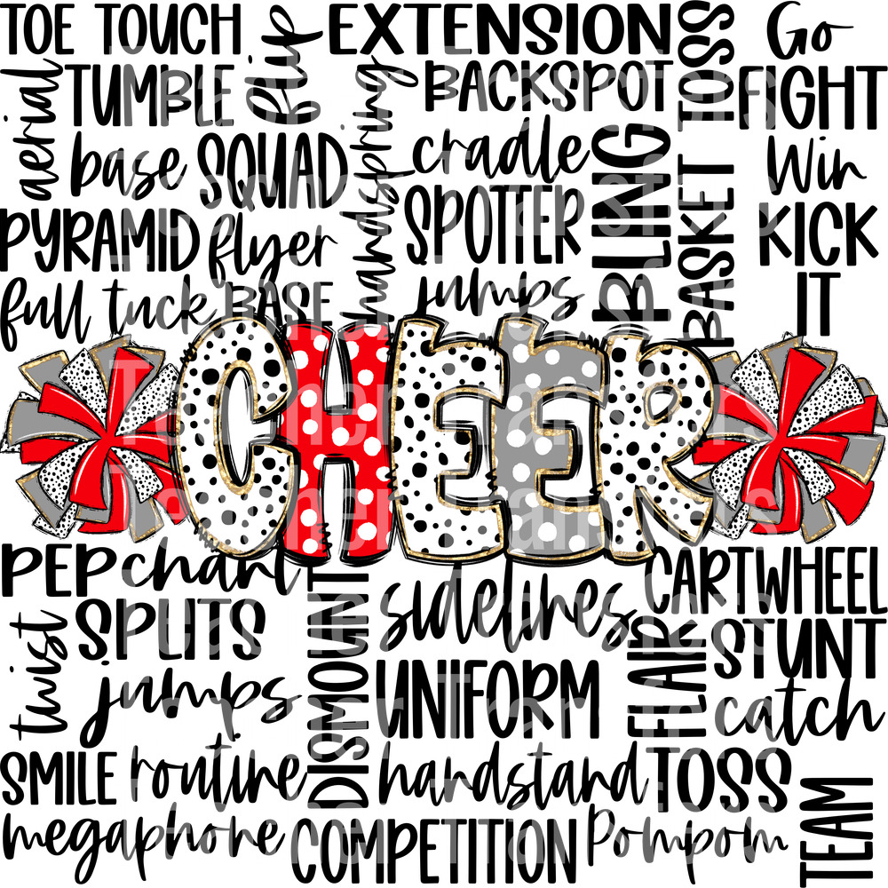 CheerDoodleWordArtRedGrey