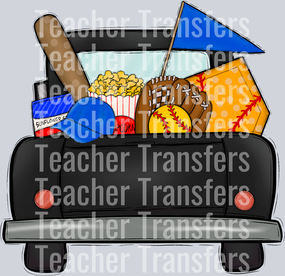 Follow me to the ballpark Blue Softball Truck