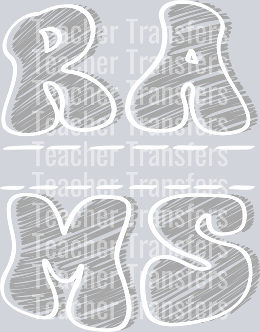 Sketch Mascot Names RAMS GRAY WHITE