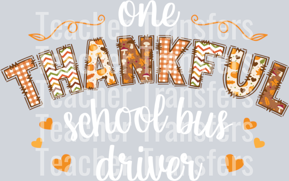 One Thankful School Bus Driver Thanksgiving Fall Autumn Long Sleeve T-Shirt