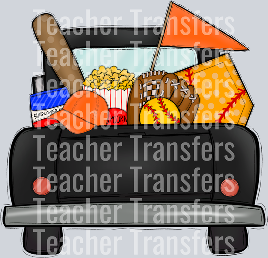 Follow me to the ballpark Orange Softball Truck