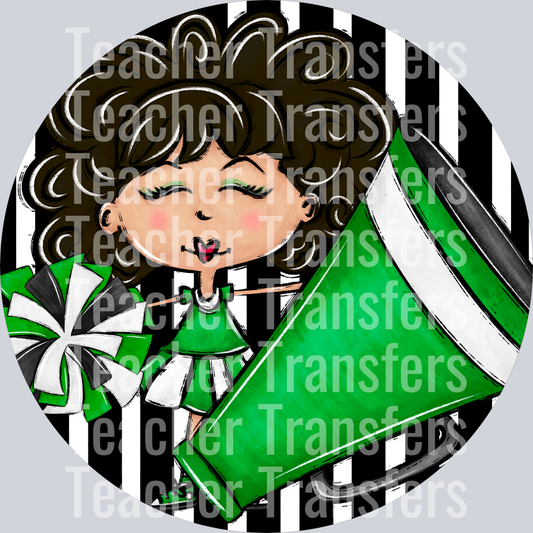 Cheer Bag Tags Green Light Black Hair