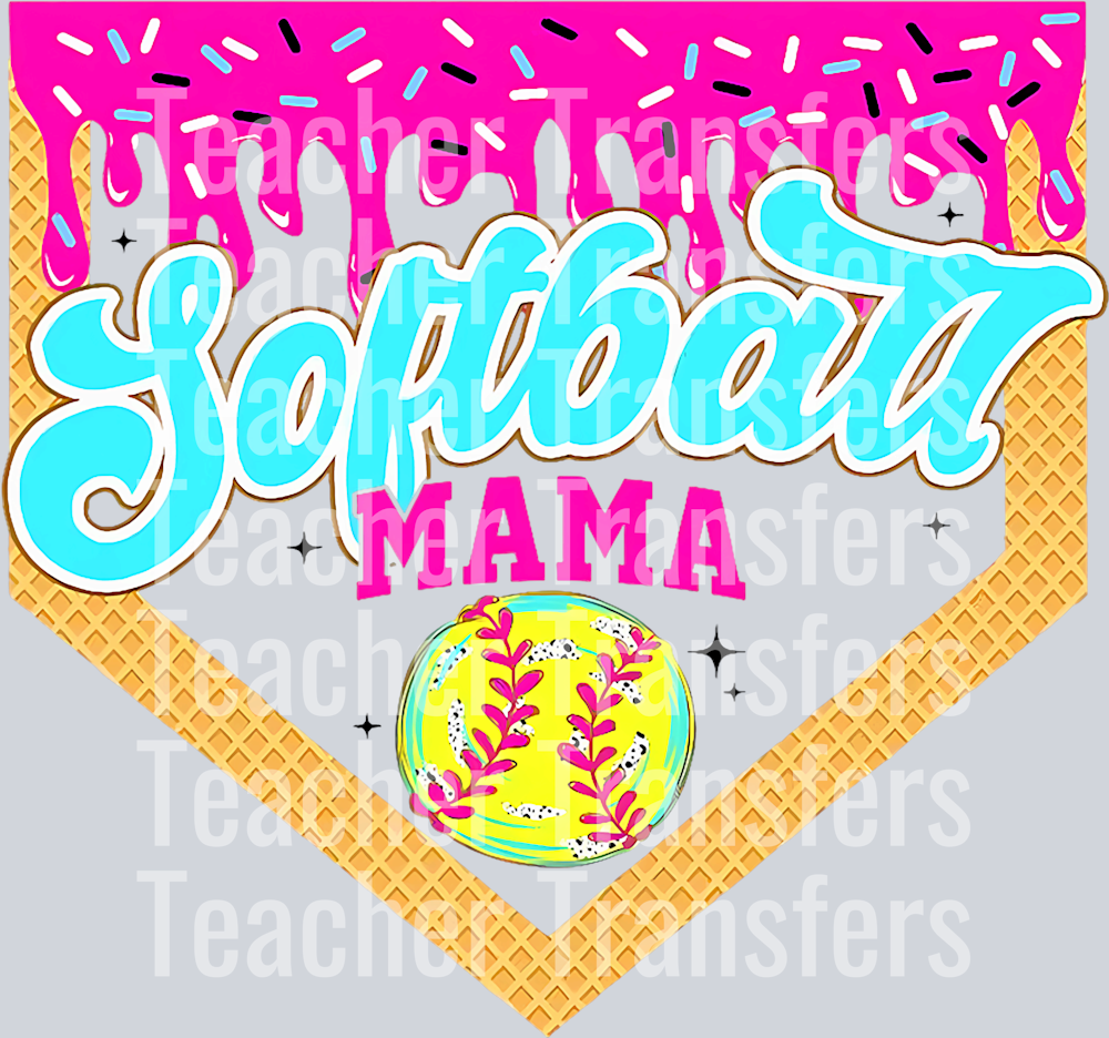 Softball Mama Drip Ice Cream Dripping Game Day Softball Mom T-Shirt