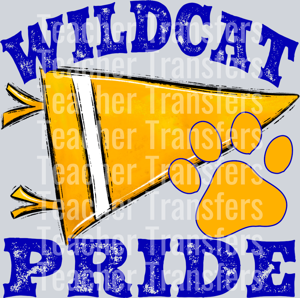 Pennant Mascots Wildcats Yellow and Blue Pride v1