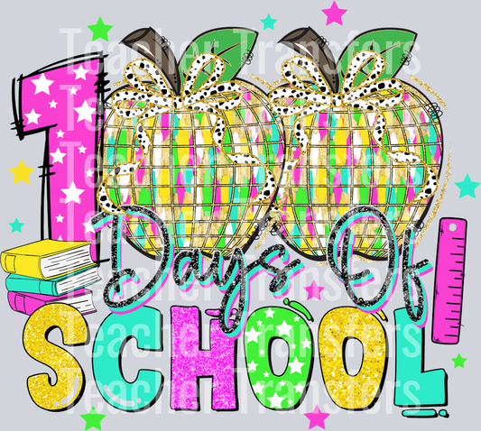 glitter 100 days teacher apple