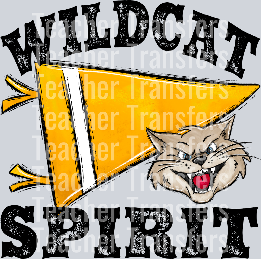 Pennant Mascots WILDCAT Spirit Yellow Gold