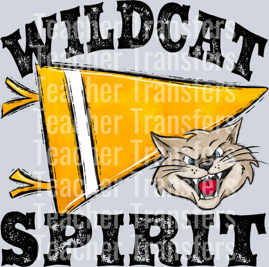 Pennant Mascots WILDCAT Spirit Yellow Gold