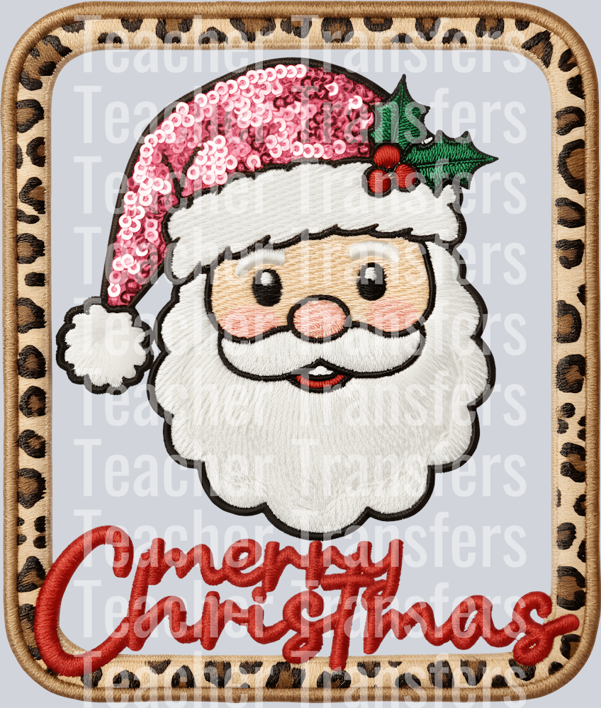 MERRY CHRISTMAS SANTA LEOPARD FRAME