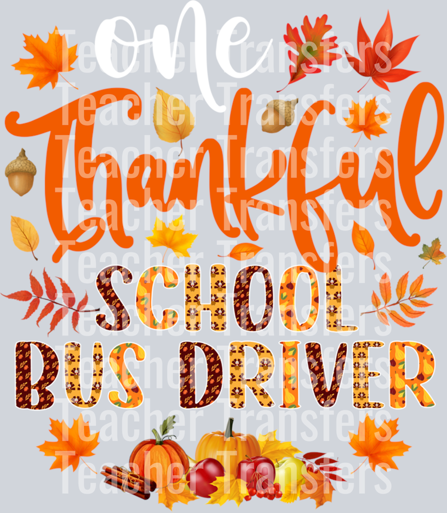 One Thankful School Bus Driver Shirt Funny Thanksgiving Long Sleeve T-Shirt