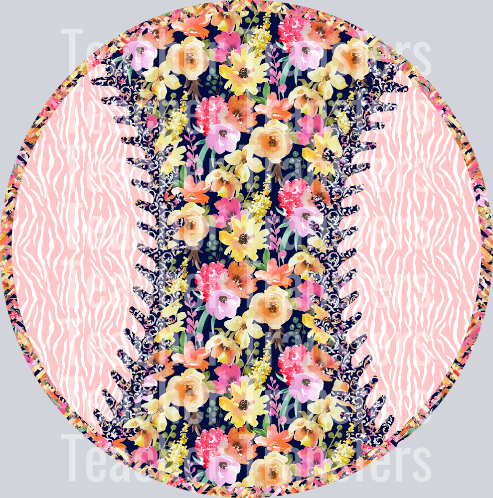 Navy Peach Patchwork Baseball Softball