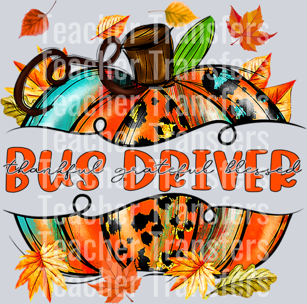 Autumn Fall Bus Driver Thankful Grateful Blessed Pumpkin Long Sleeve T-Shirt