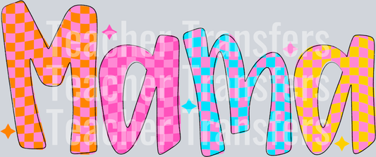 MAMA COLORFUL CHECKERED DOODLE