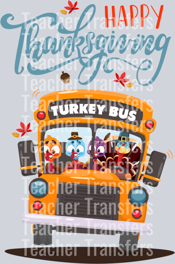 Happy Thanksgiving Fall Turkey Thankful School Bus Driver Long Sleeve T-Shirt