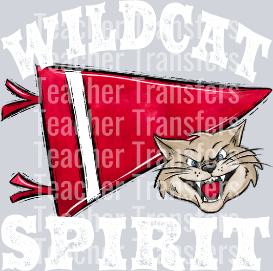 Pennant Mascots WILDCAT Spirit Red WHITE PRINT