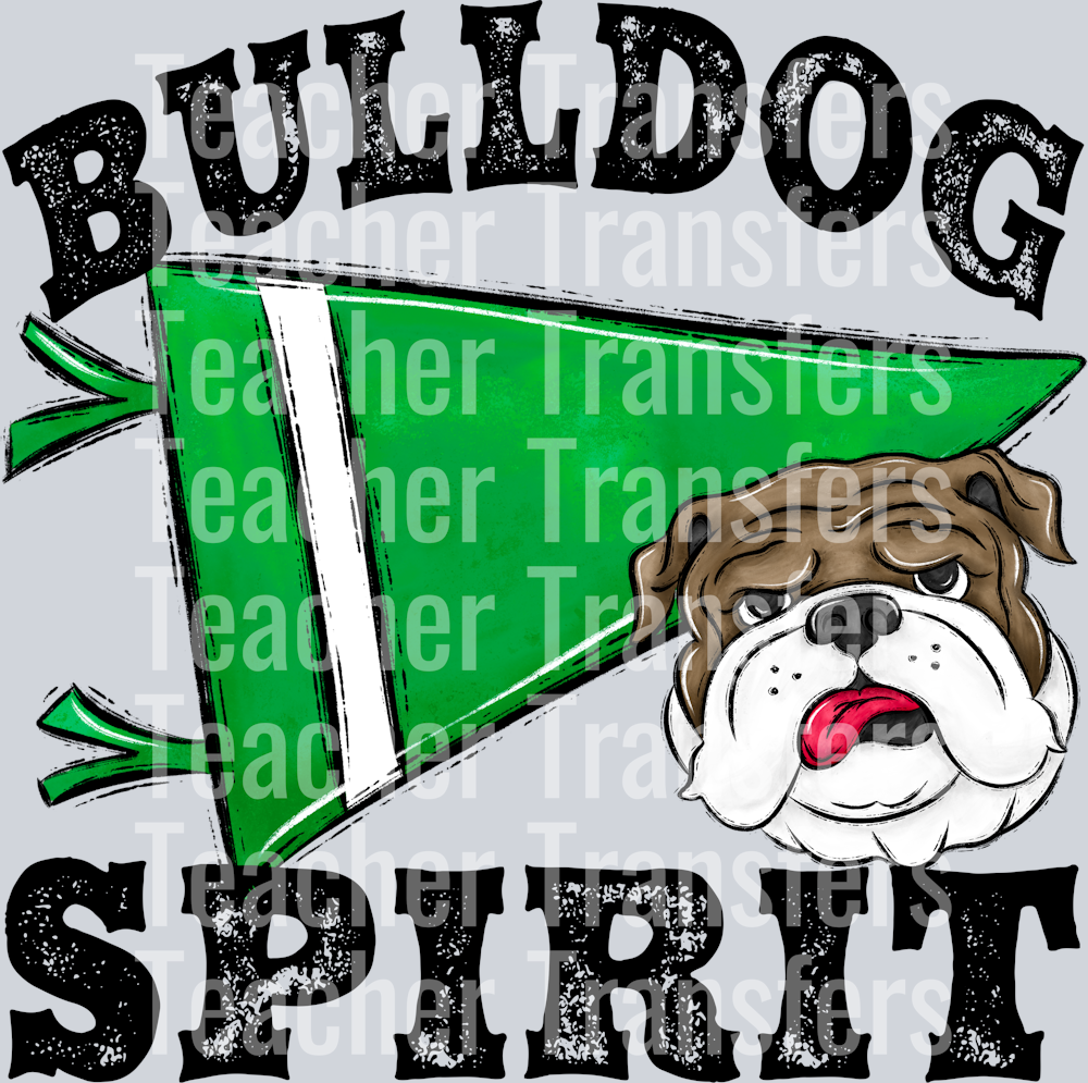 Pennant Mascots Bulldog Spirit Green