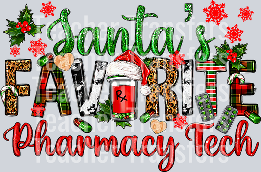 Retro Santa_s Favorite Pharmacy Tech Christmas Pharmacist T-Shirt