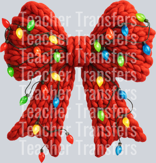 CHRISTMAS LIGHTS BOW RED