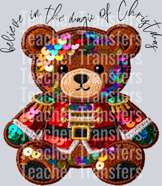 believe in the magic of christmas sequin teddy