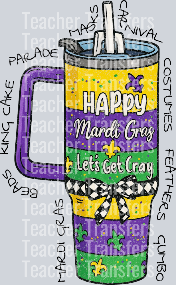 happy mardi gras tumbler